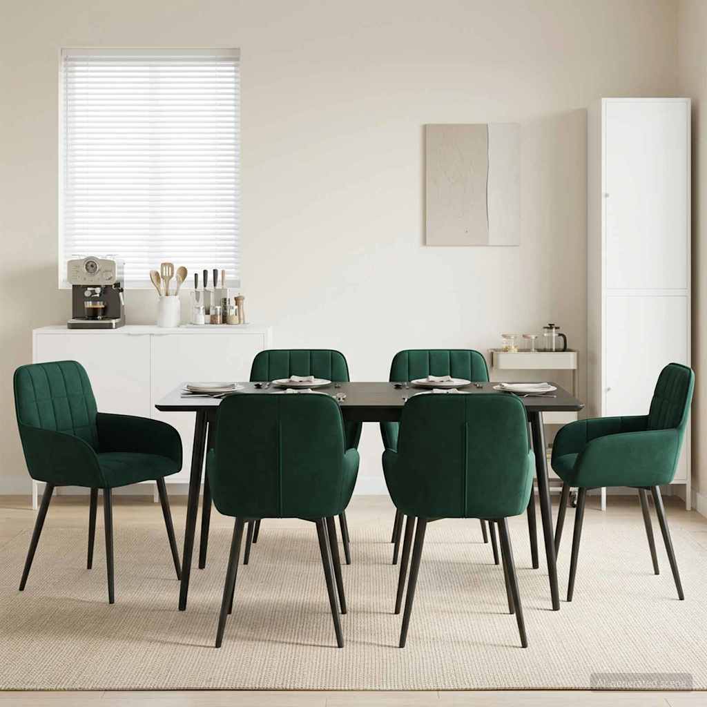 Valgomojo kėdės 6 pcs Aksomas Tamsiai žalia 56,5 x 50 x 86 cm