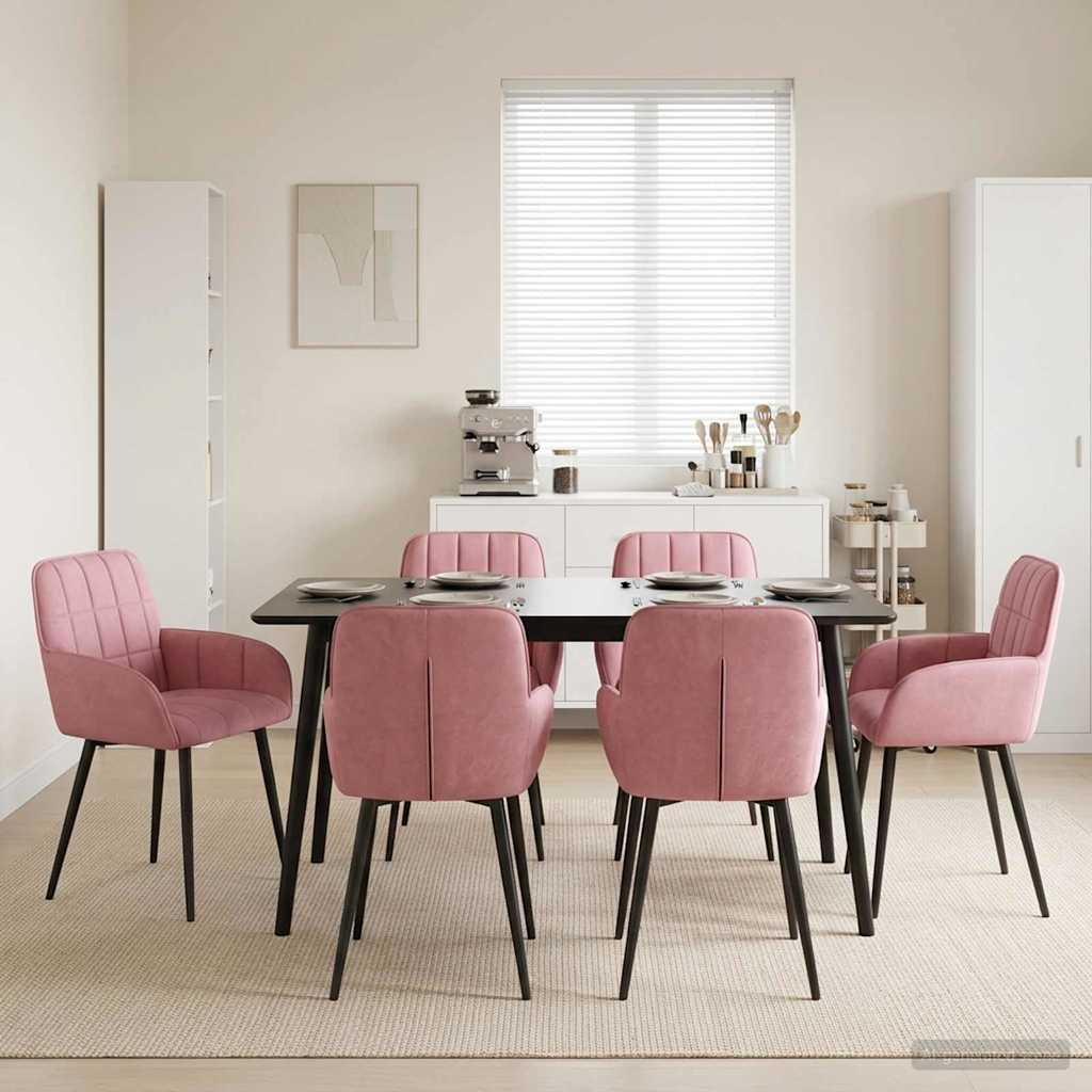 Valgomojo kėdės 6 pcs Aksomas Rožinė 56,5 x 50 x 86 cm
