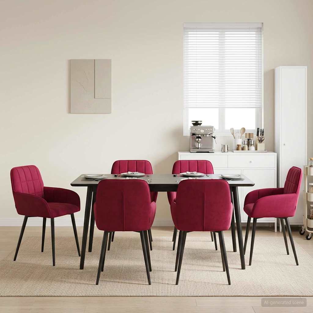 Valgomojo kėdės 6 pcs Aksomas Vyno raudona 56,5 x 50 x 86 cm