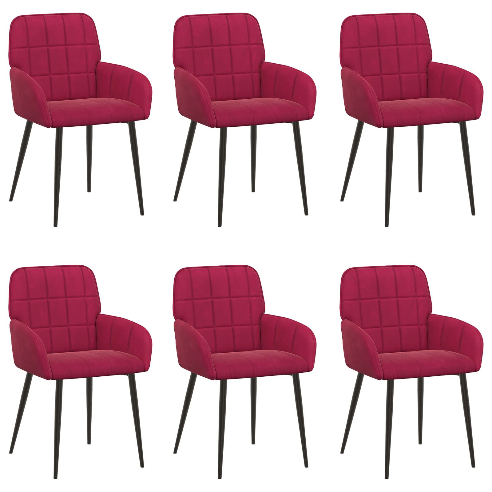 Valgomojo kėdės 6 pcs Aksomas Vyno raudona 56,5 x 50 x 86 cm