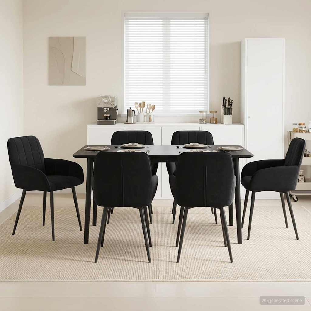 Valgomojo kėdės 6 pcs Aksomas Juoda 56,5 x 50 x 86 cm