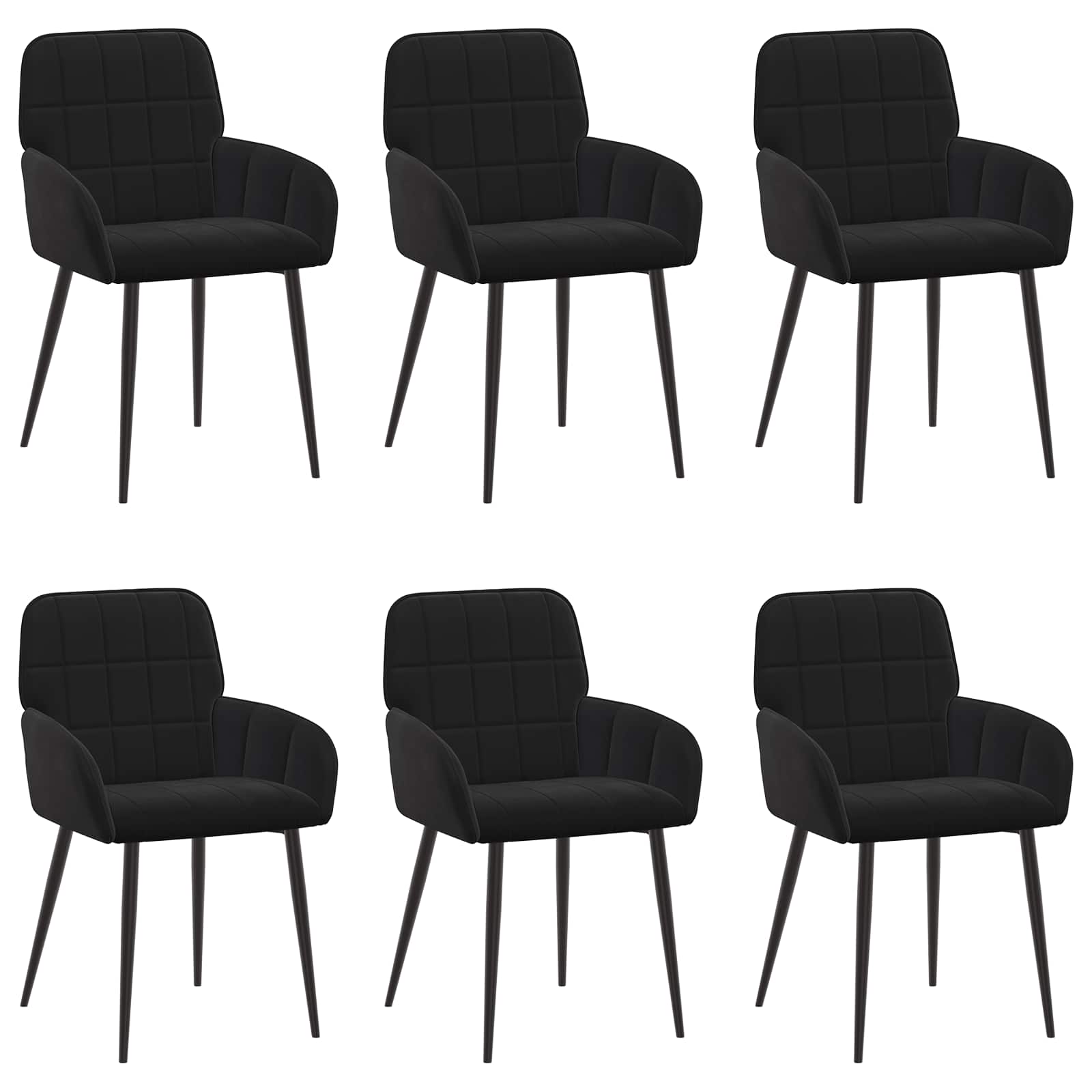 Valgomojo kėdės 6 pcs Aksomas Juoda 56,5 x 50 x 86 cm