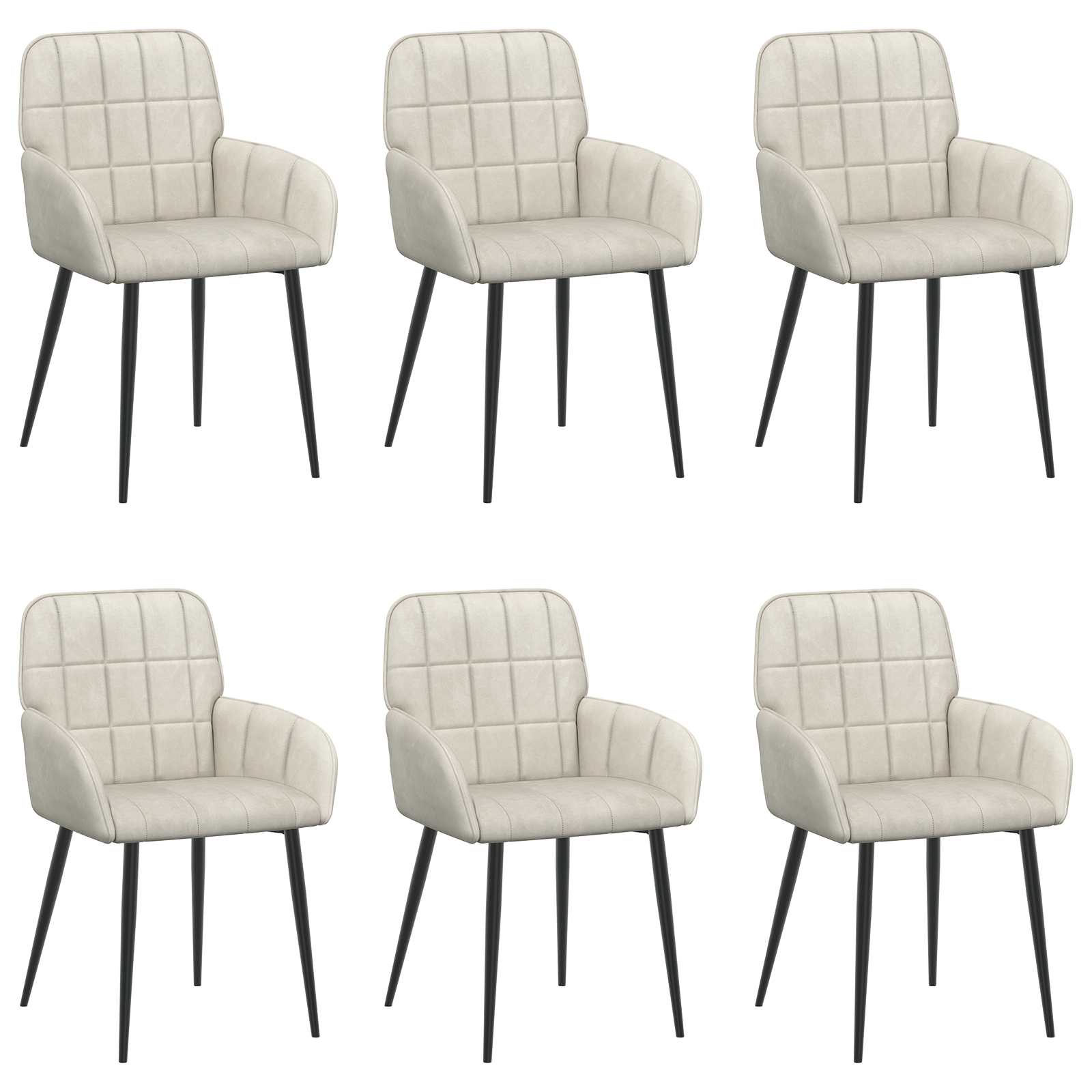 Valgomojo kėdės 6 pcs Aksomas Kreminė 56,5 x 50 x 86 cm