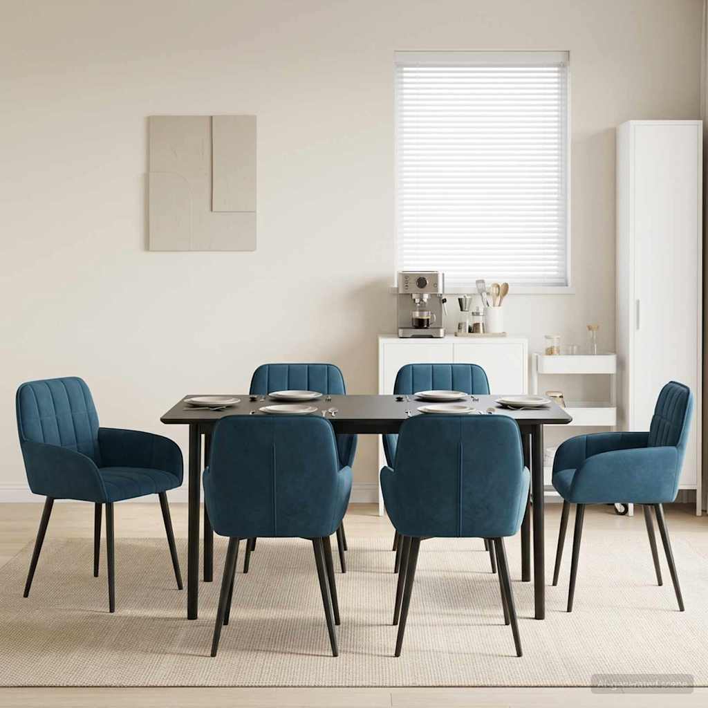 Valgomojo kėdės 6 pcs Aksomas Mėlyna 56,5 x 50 x 86 cm