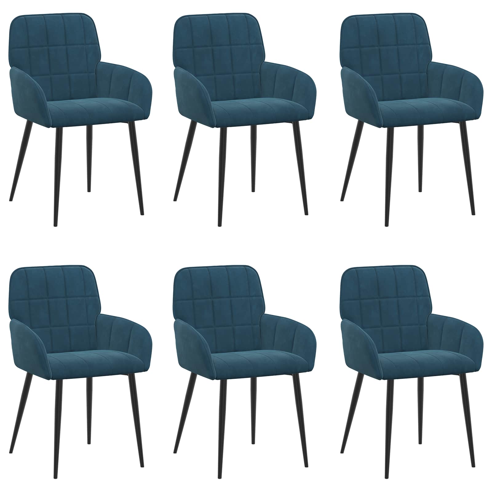 Valgomojo kėdės 6 pcs Aksomas Mėlyna 56,5 x 50 x 86 cm