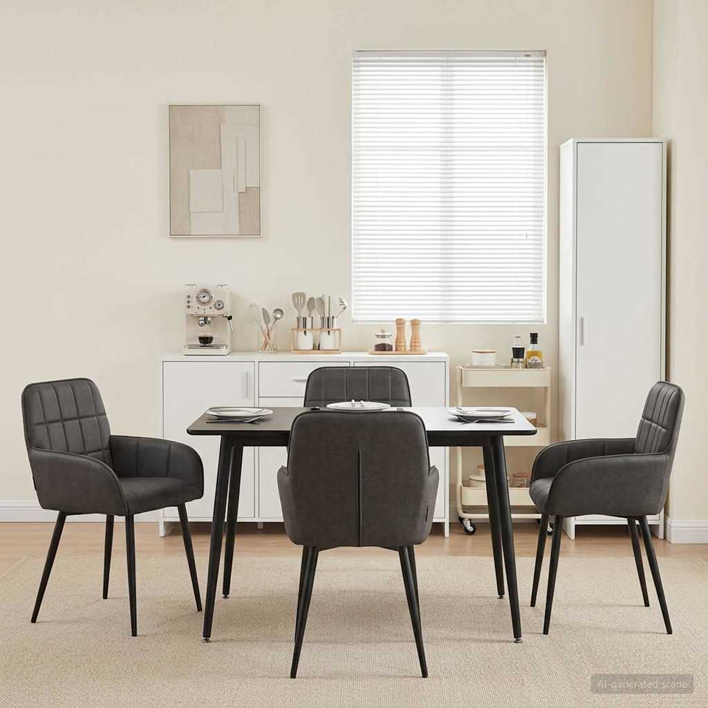 Valgomojo kėdės 4 pcs Dirbtinė oda Juoda 56,5 x 50 x 86 cm