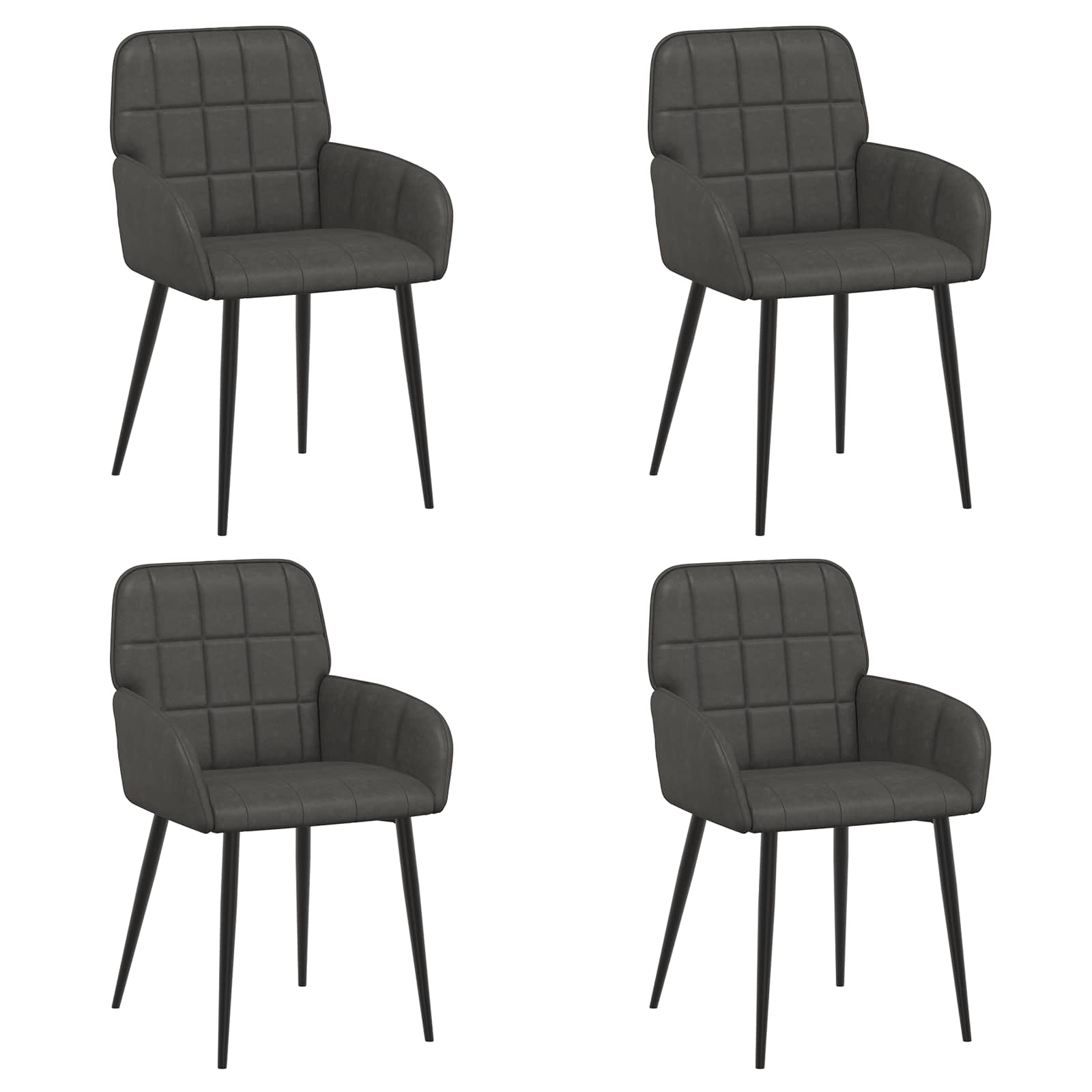 Valgomojo kėdės 4 pcs Dirbtinė oda Juoda 56,5 x 50 x 86 cm