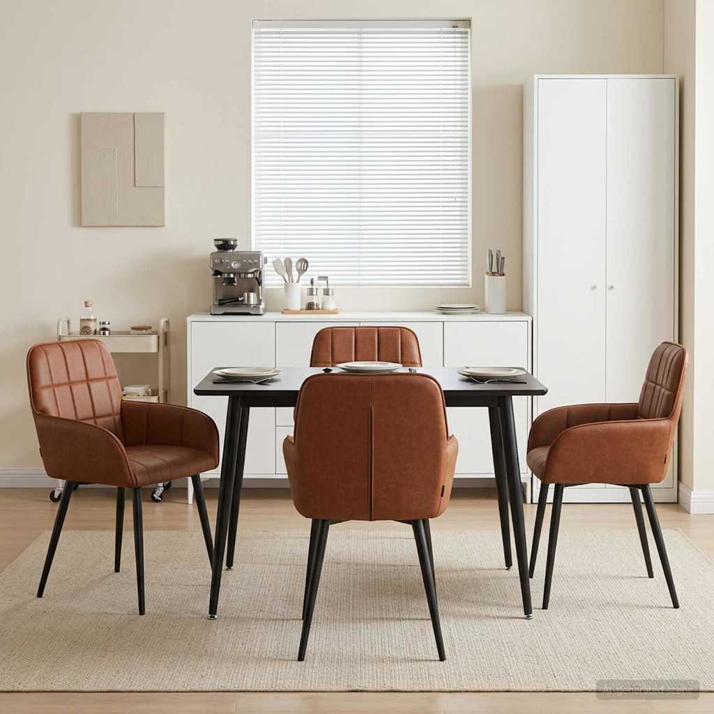 Valgomojo kėdės 4 pcs Dirbtinė oda Ruda 56,5 x 50 x 86 cm