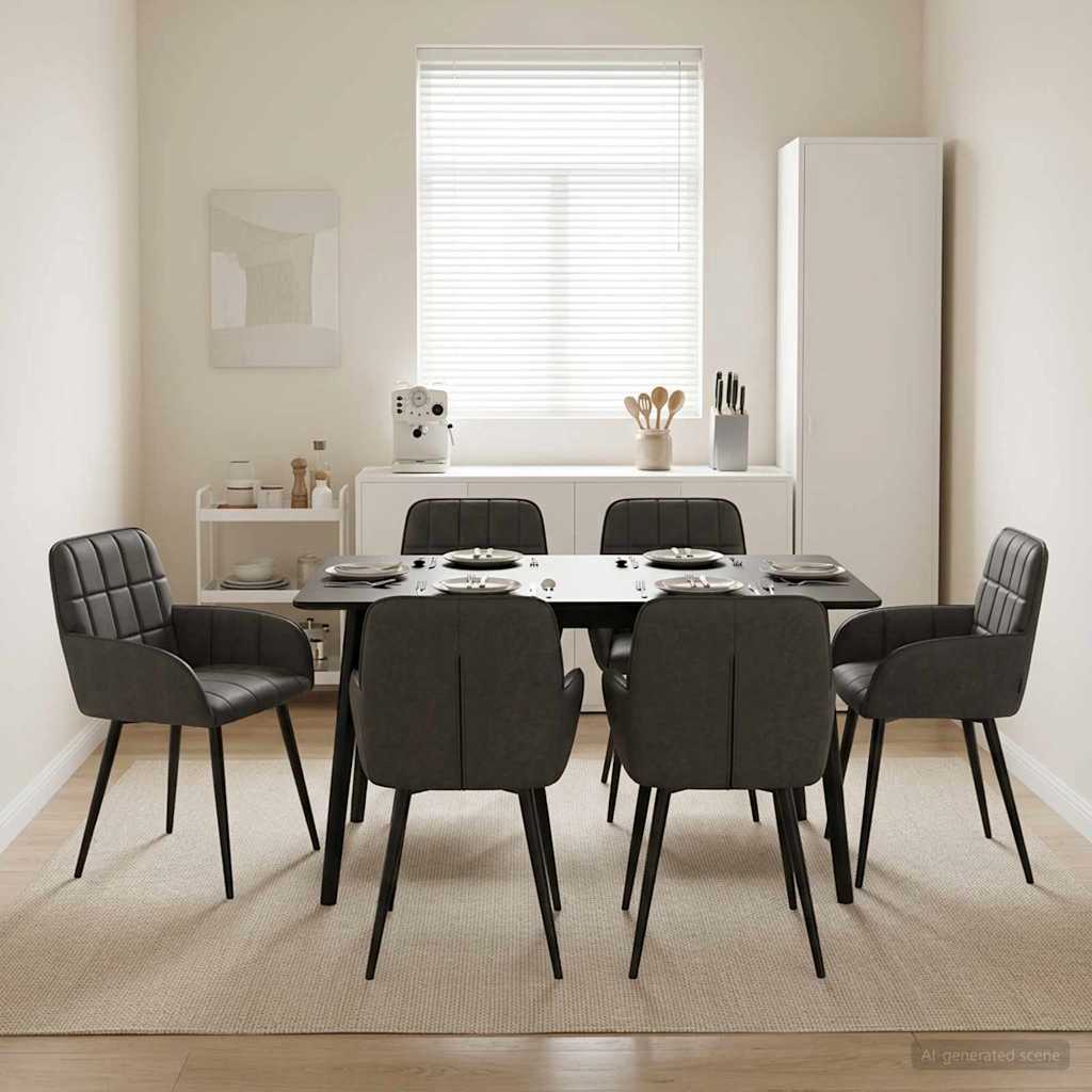 Valgomojo kėdės 6 pcs Dirbtinė oda Juoda 56,5 x 50 x 86 cm