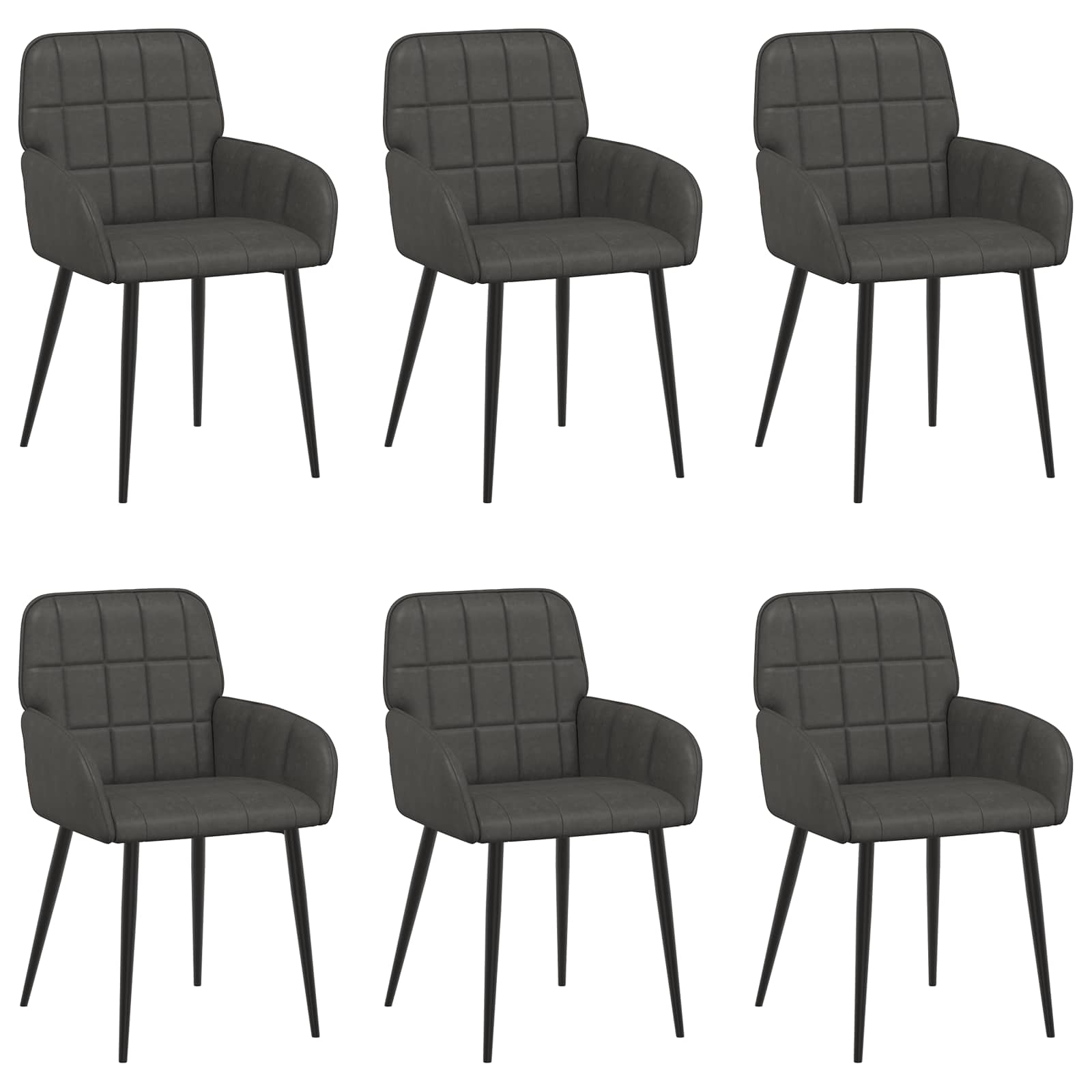 Valgomojo kėdės 6 pcs Dirbtinė oda Juoda 56,5 x 50 x 86 cm