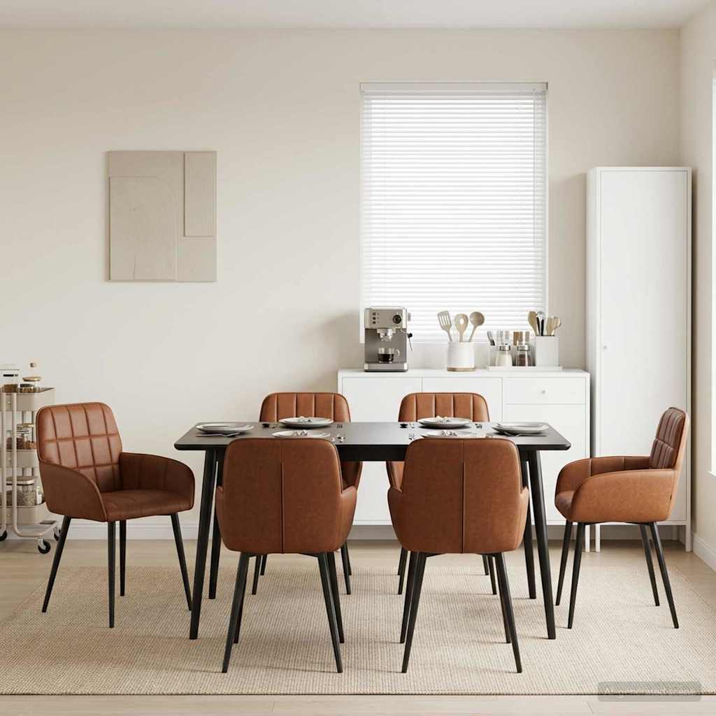 Valgomojo kėdės 6 pcs Dirbtinė oda Ruda 56,5 x 50 x 86 cm