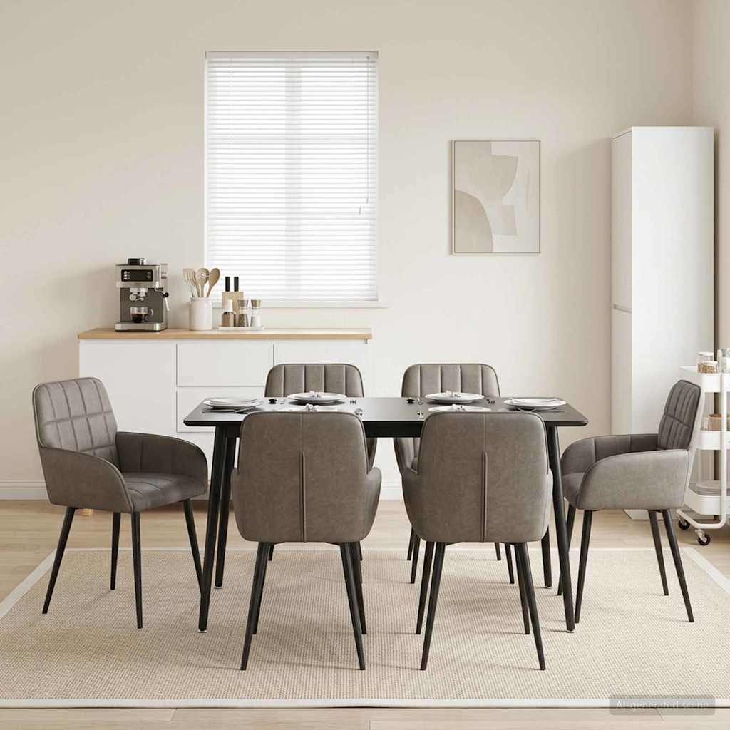 Valgomojo kėdės 6 pcs Dirbtinė oda Pilka 56,5 x 50 x 86 cm