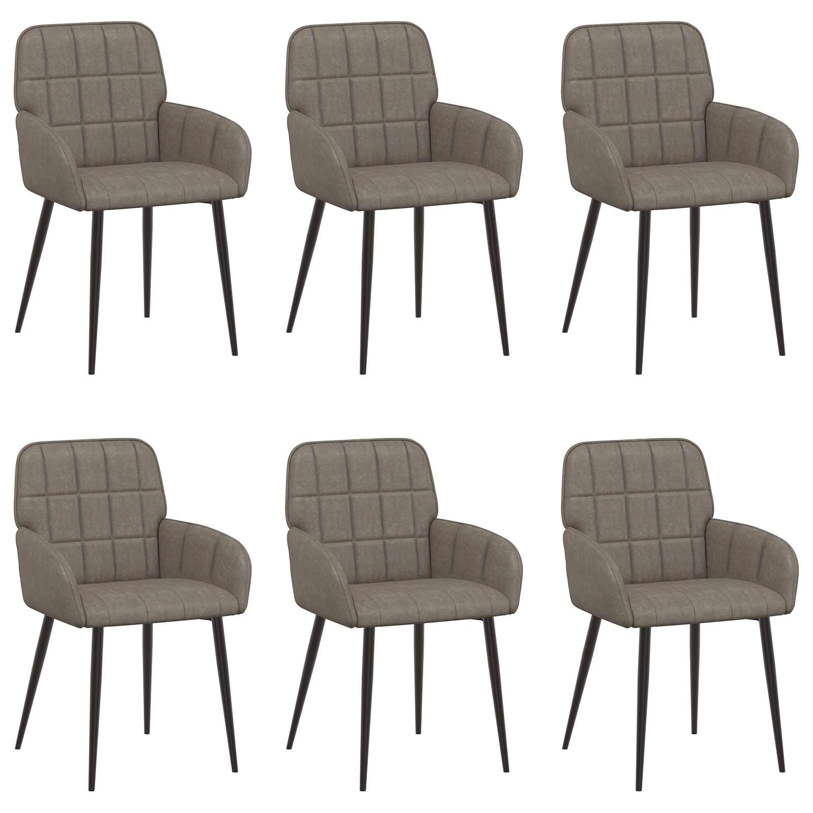 Valgomojo kėdės 6 pcs Dirbtinė oda Pilka 56,5 x 50 x 86 cm