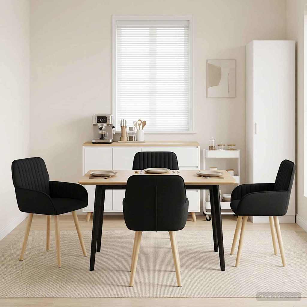 Valgomojo kėdės 4 pcs Audinys Juoda 56,5 x 50 x 87,5 cm