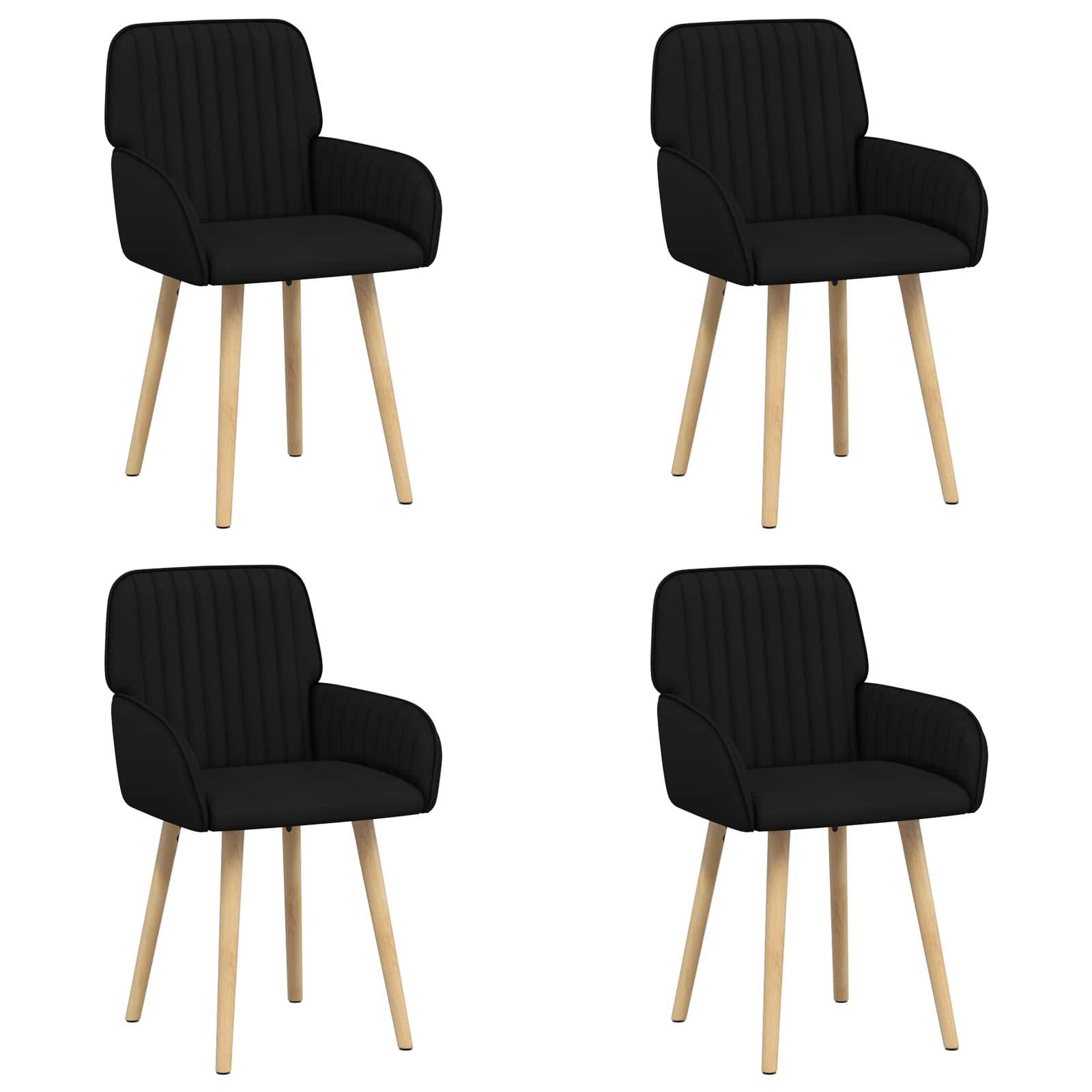 Valgomojo kėdės 4 pcs Audinys Juoda 56,5 x 50 x 87,5 cm
