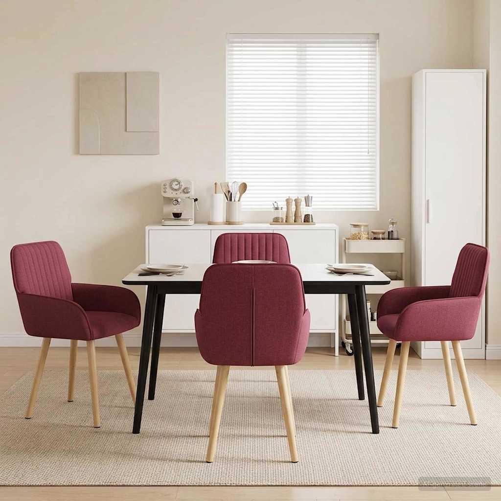 Valgomojo kėdės 4 pcs Audinys Vyno raudona 56,5 x 50 x 87,5 cm