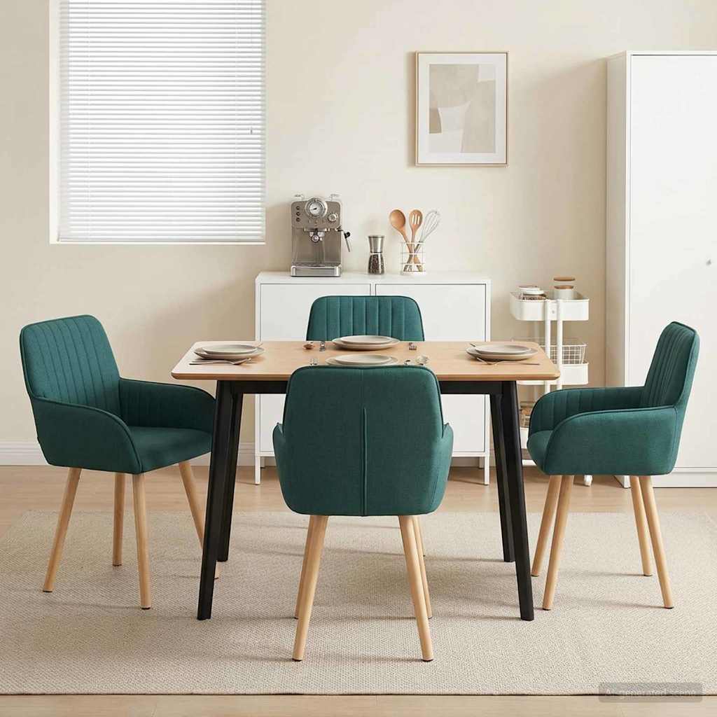 Valgomojo kėdės 4 pcs Audinys Tamsiai žalia 56,5 x 50 x 87,5 cm