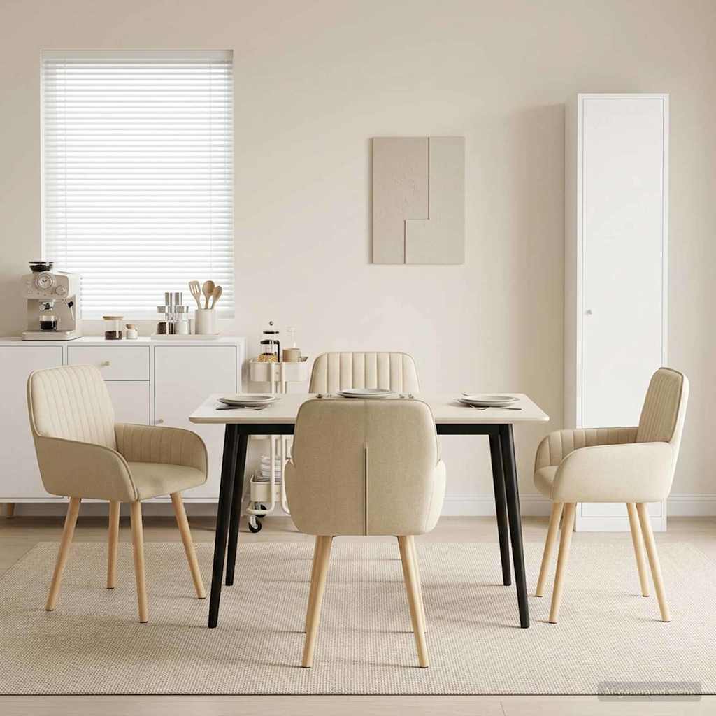 Valgomojo kėdės 4 pcs Audinys Kreminė 56,5 x 50 x 87,5 cm