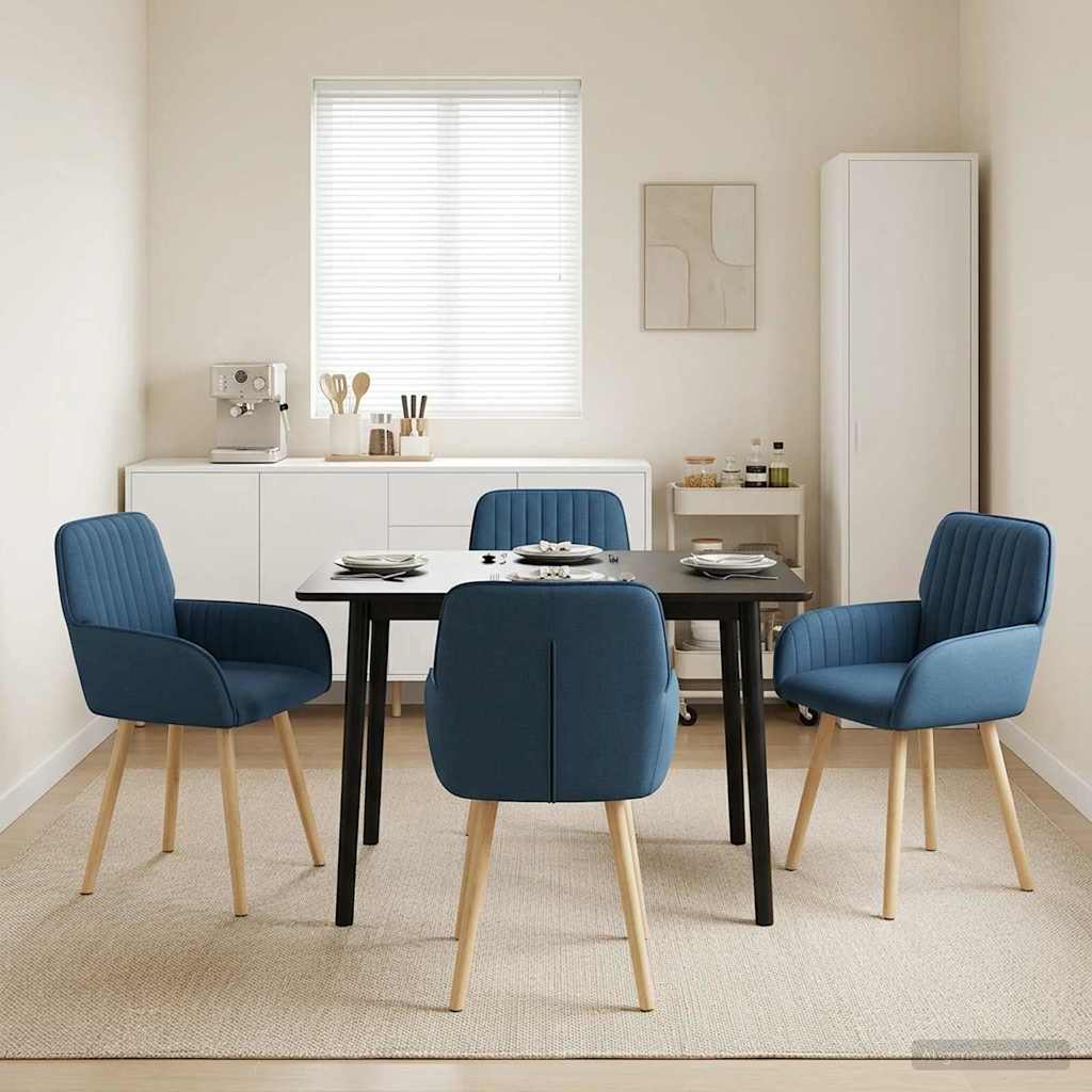 Valgomojo kėdės 4 pcs Audinys Mėlyna 56,5 x 50 x 87,5 cm
