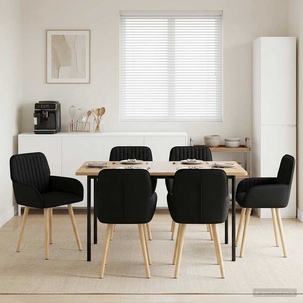 Valgomojo kėdės 6 pcs Audinys Juoda 56,5 x 50 x 87,5 cm