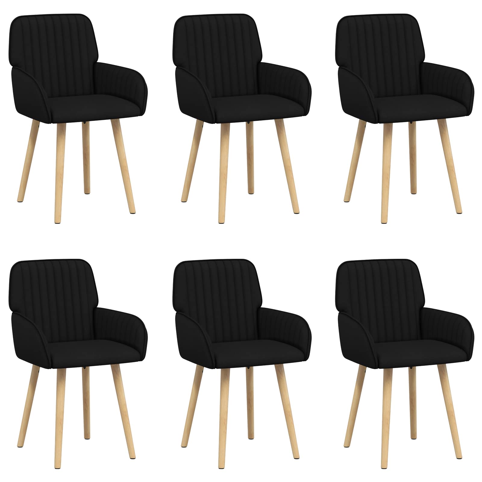 Valgomojo kėdės 6 pcs Audinys Juoda 56,5 x 50 x 87,5 cm