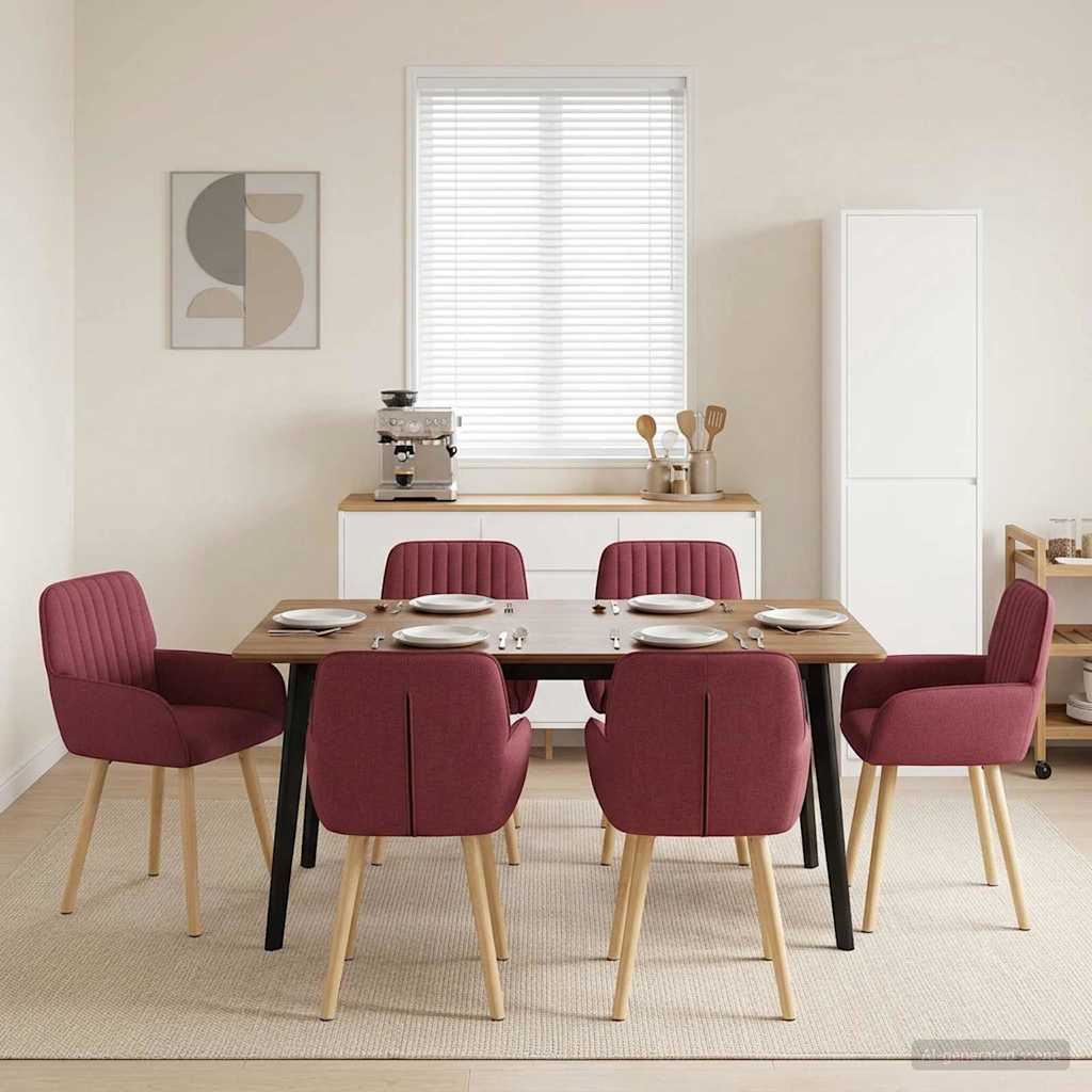 Valgomojo kėdės 6 pcs Audinys Vyno raudona 56,5 x 50 x 87,5 cm