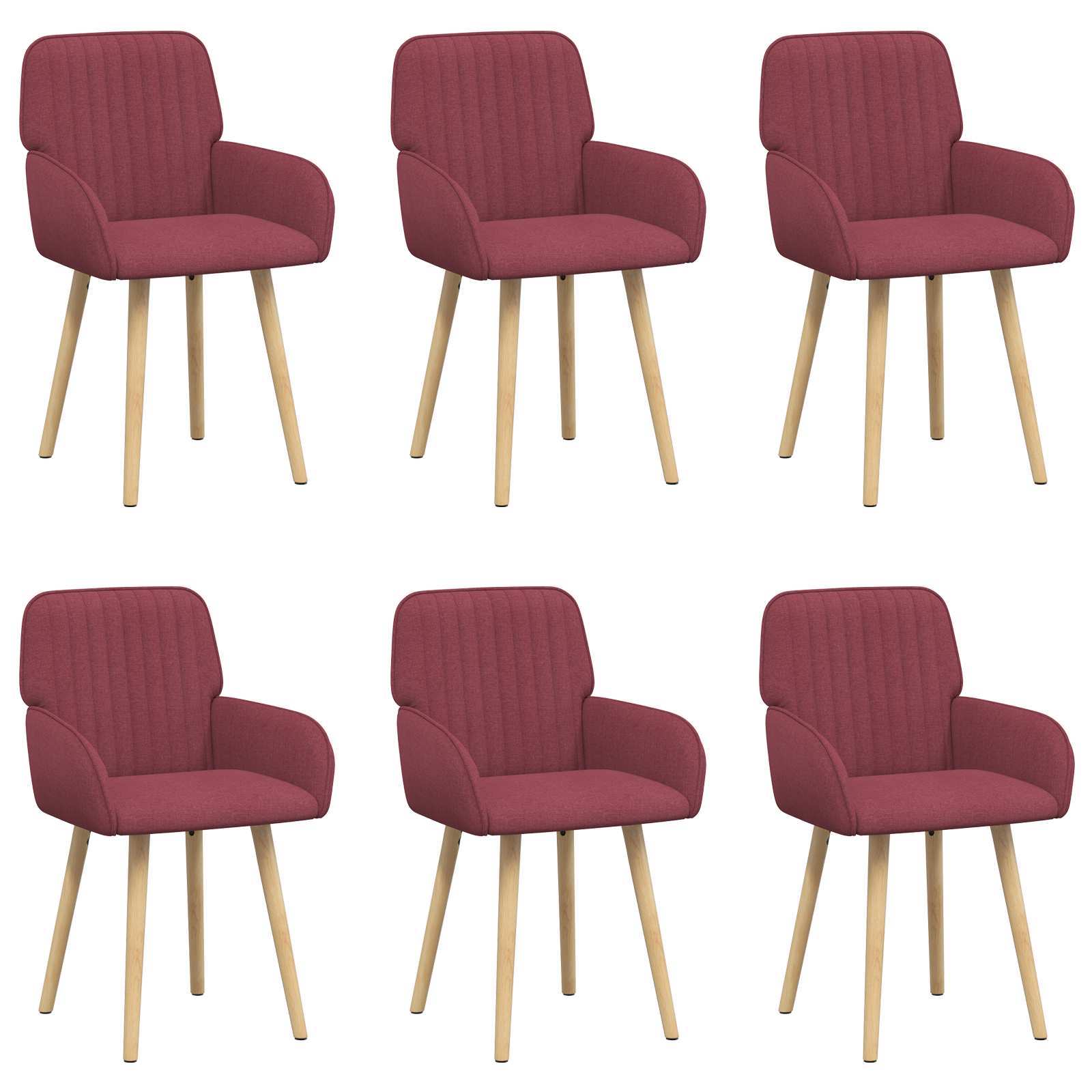 Valgomojo kėdės 6 pcs Audinys Vyno raudona 56,5 x 50 x 87,5 cm