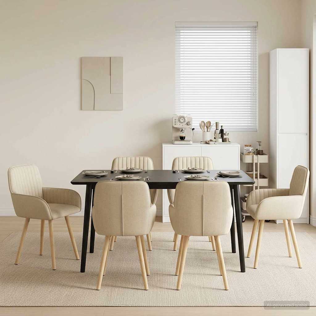 Valgomojo kėdės 6 pcs Audinys Kreminė 56,5 x 50 x 87,5 cm