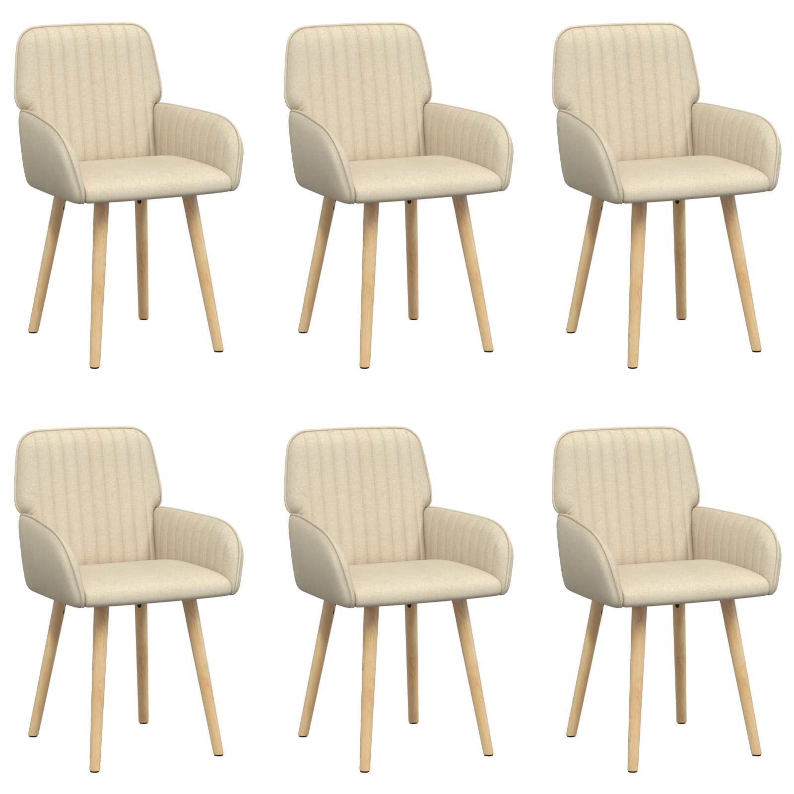 Valgomojo kėdės 6 pcs Audinys Kreminė 56,5 x 50 x 87,5 cm