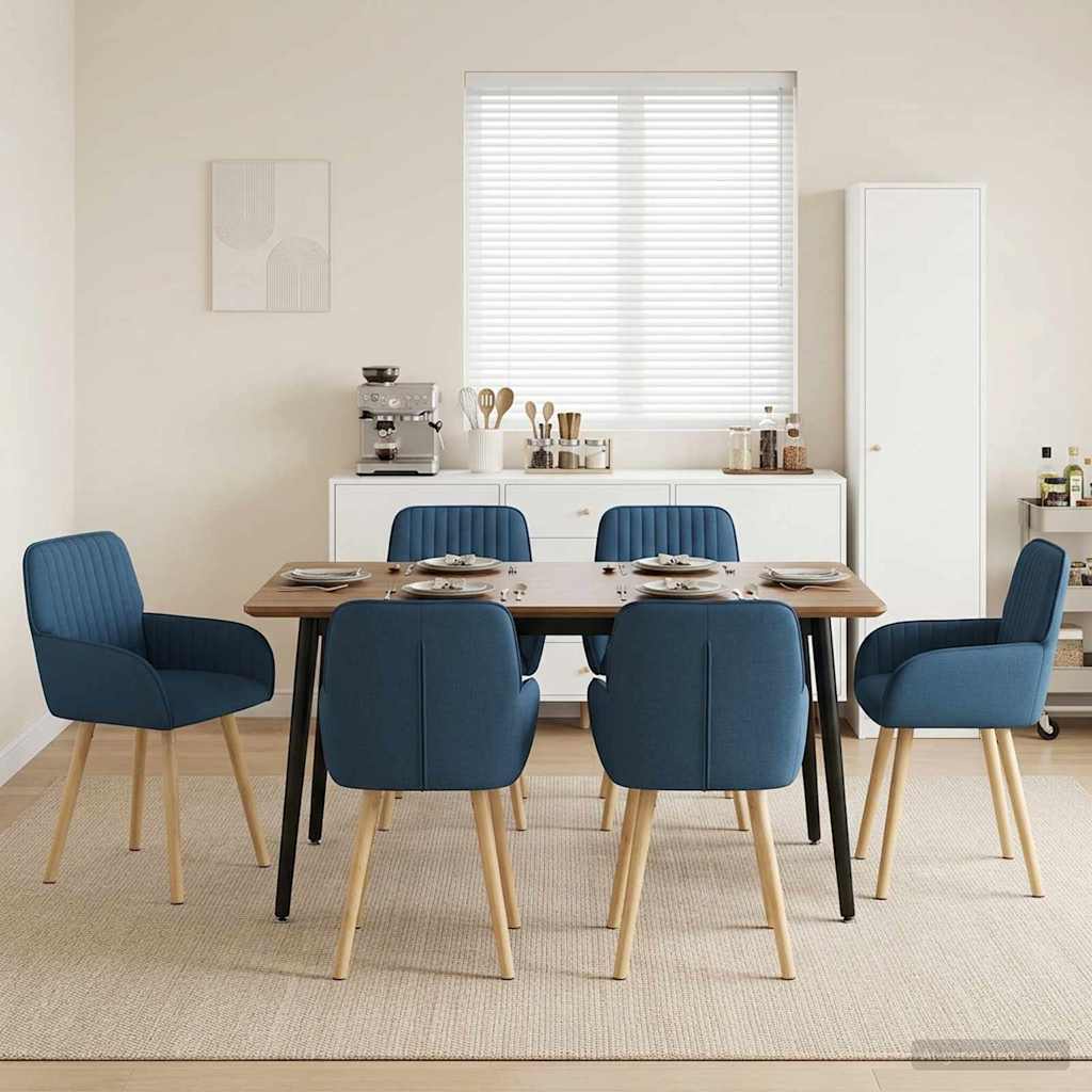 Valgomojo kėdės 6 pcs Audinys Mėlyna 56,5 x 50 x 87,5 cm