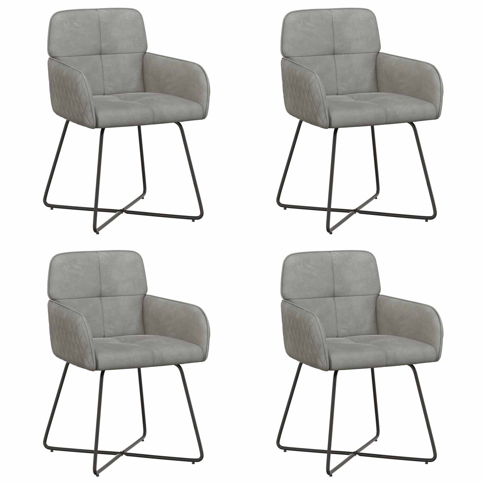 Valgomojo kėdės 4 pcs Aksomas Šviesiai pilka 59 x 56,5 x 86 cm