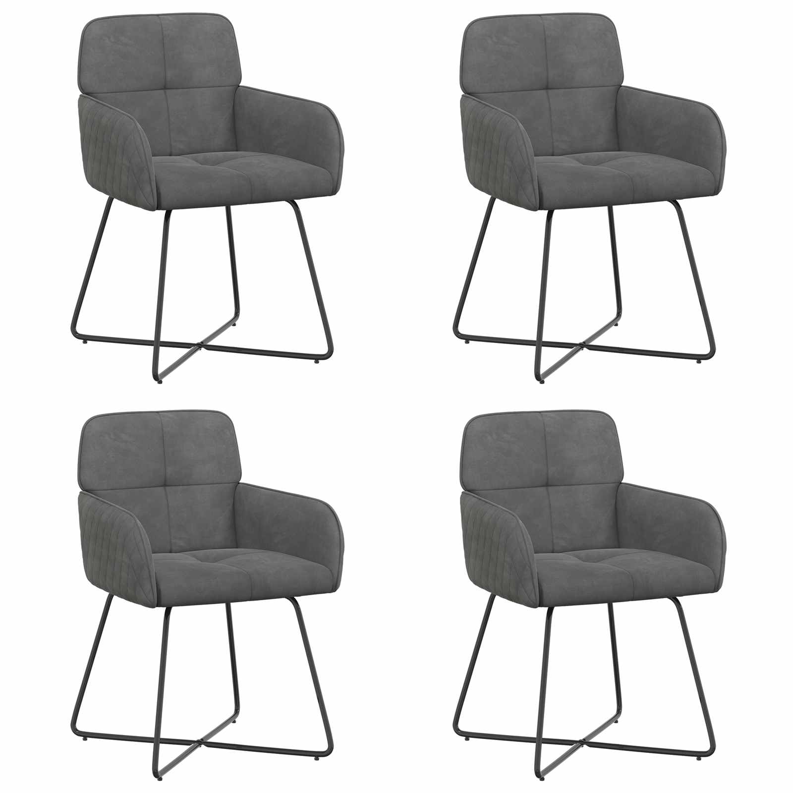 Valgomojo kėdės 4 pcs Aksomas Tamsiai pilka 59 x 56,5 x 86 cm