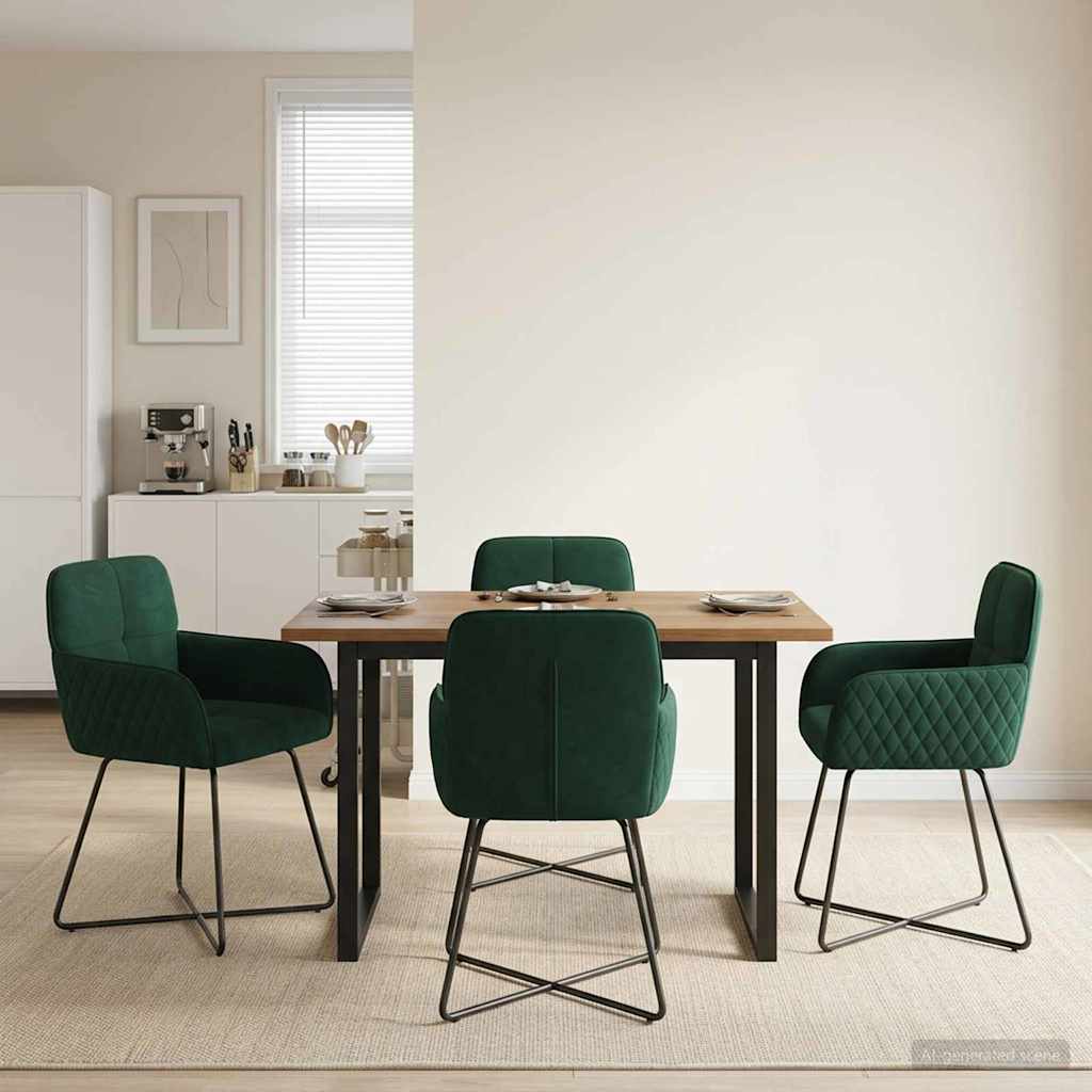 Valgomojo kėdės 4 pcs Aksomas Tamsiai žalia 59 x 56,5 x 86 cm