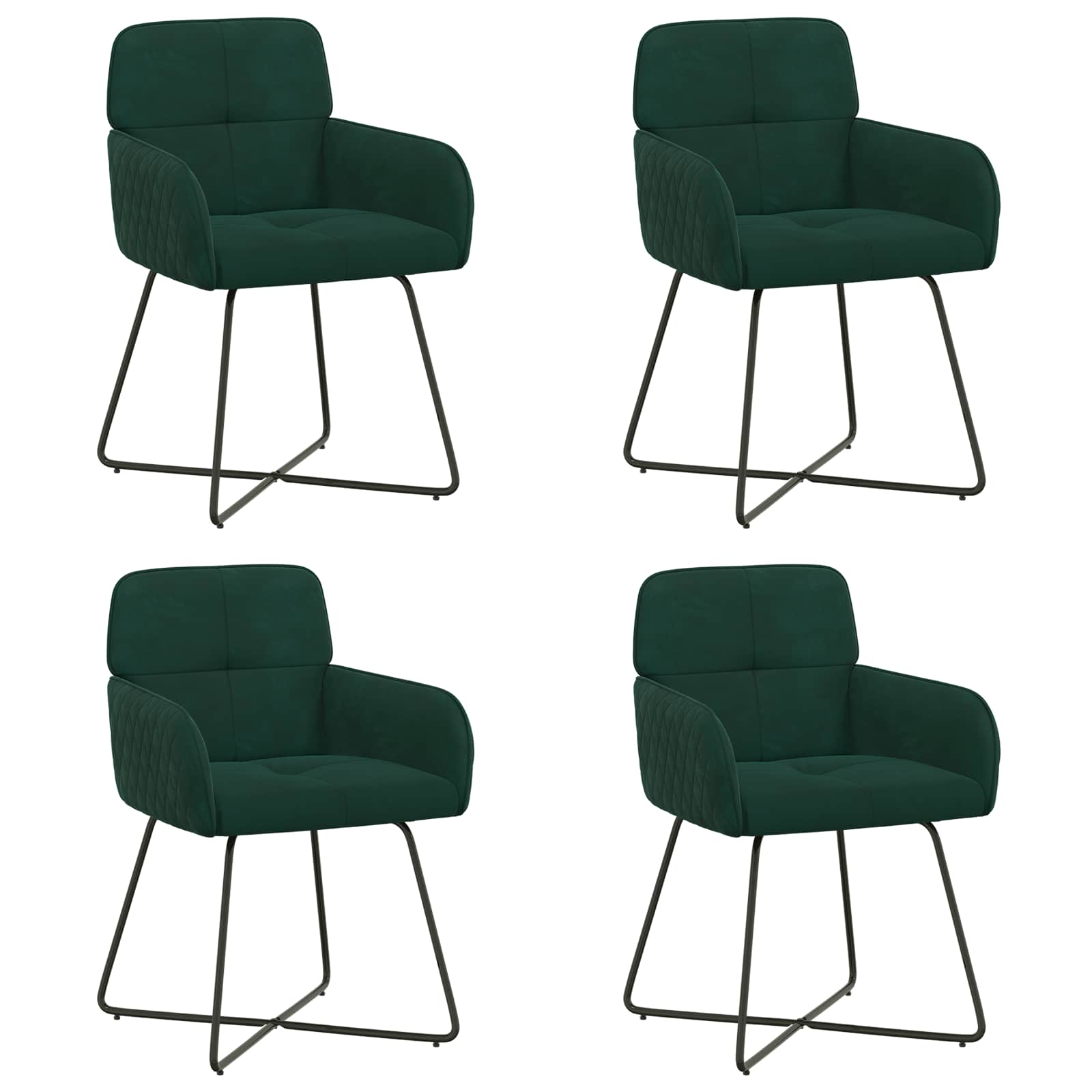 Valgomojo kėdės 4 pcs Aksomas Tamsiai žalia 59 x 56,5 x 86 cm