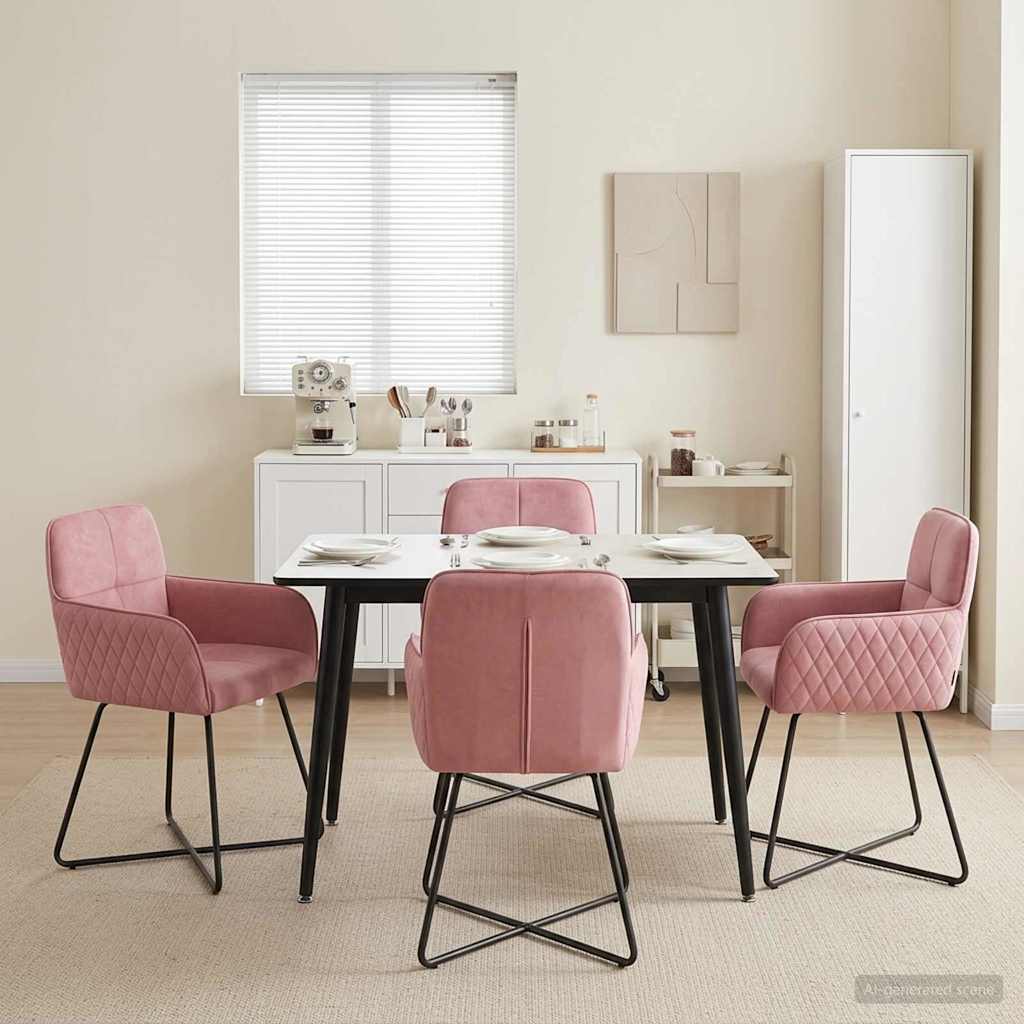 Valgomojo kėdės 4 pcs Aksomas Rožinė 59 x 56,5 x 86 cm