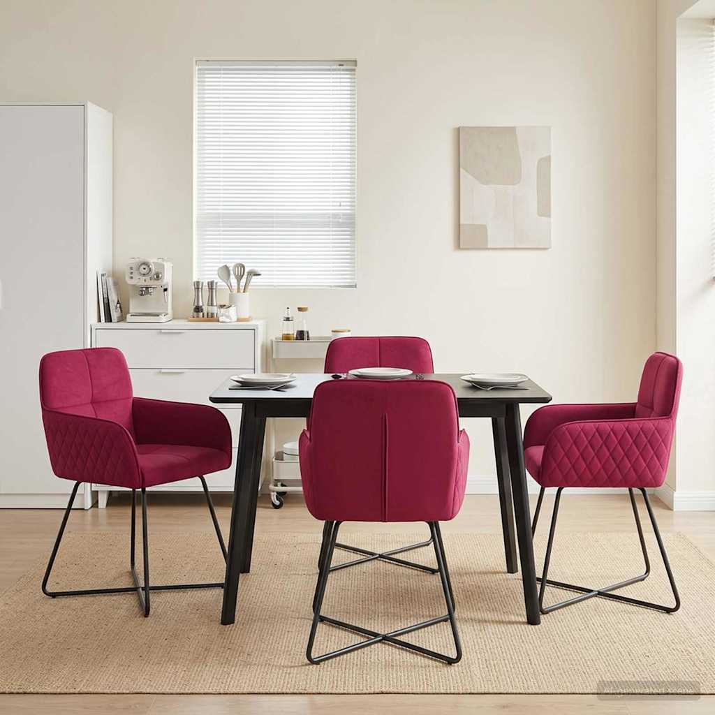 Valgomojo kėdės 4 pcs Aksomas Vyno raudona 59 x 56,5 x 86 cm