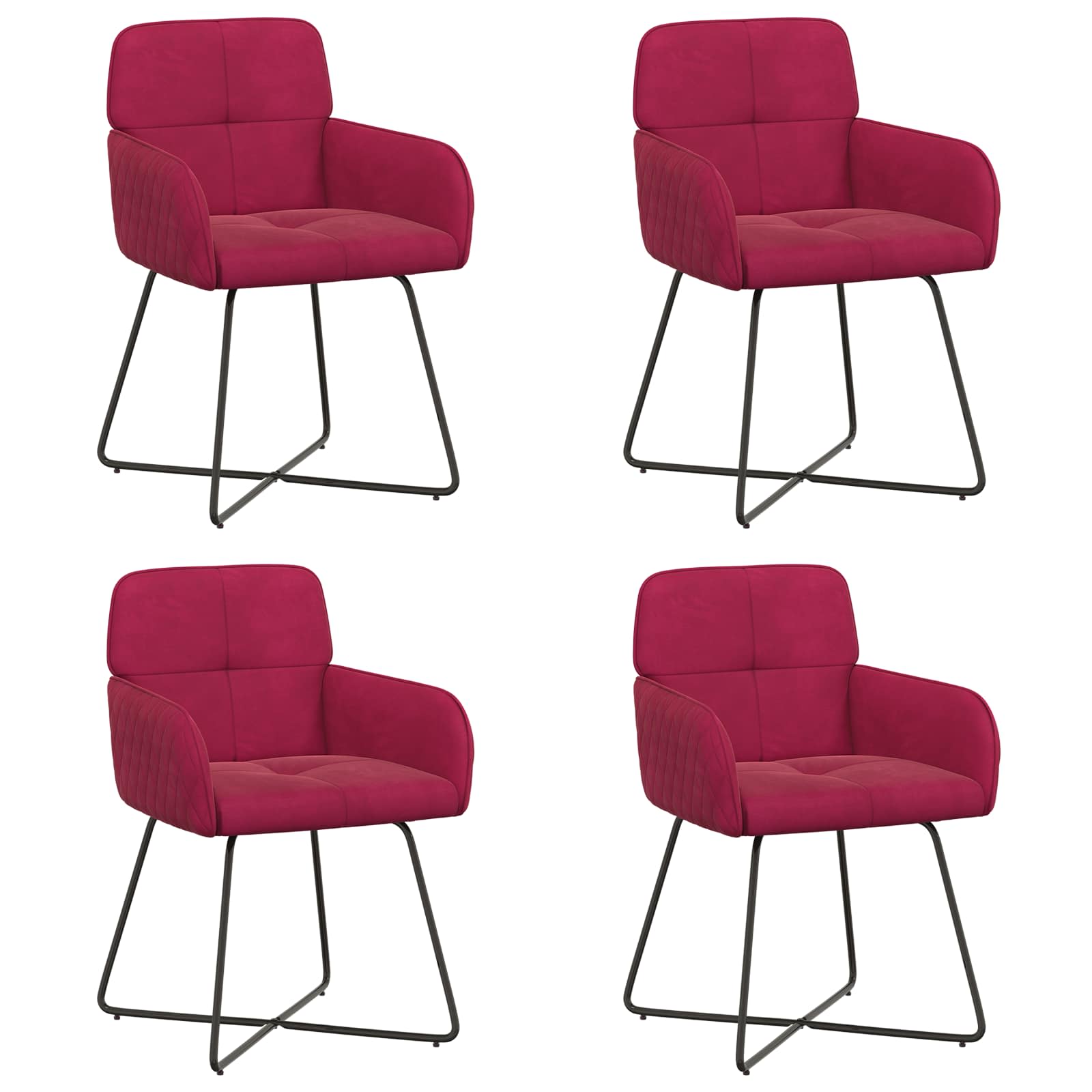 Valgomojo kėdės 4 pcs Aksomas Vyno raudona 59 x 56,5 x 86 cm