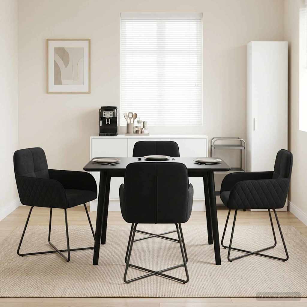Valgomojo kėdės 4 pcs Aksomas Juoda 59 x 56,5 x 86 cm