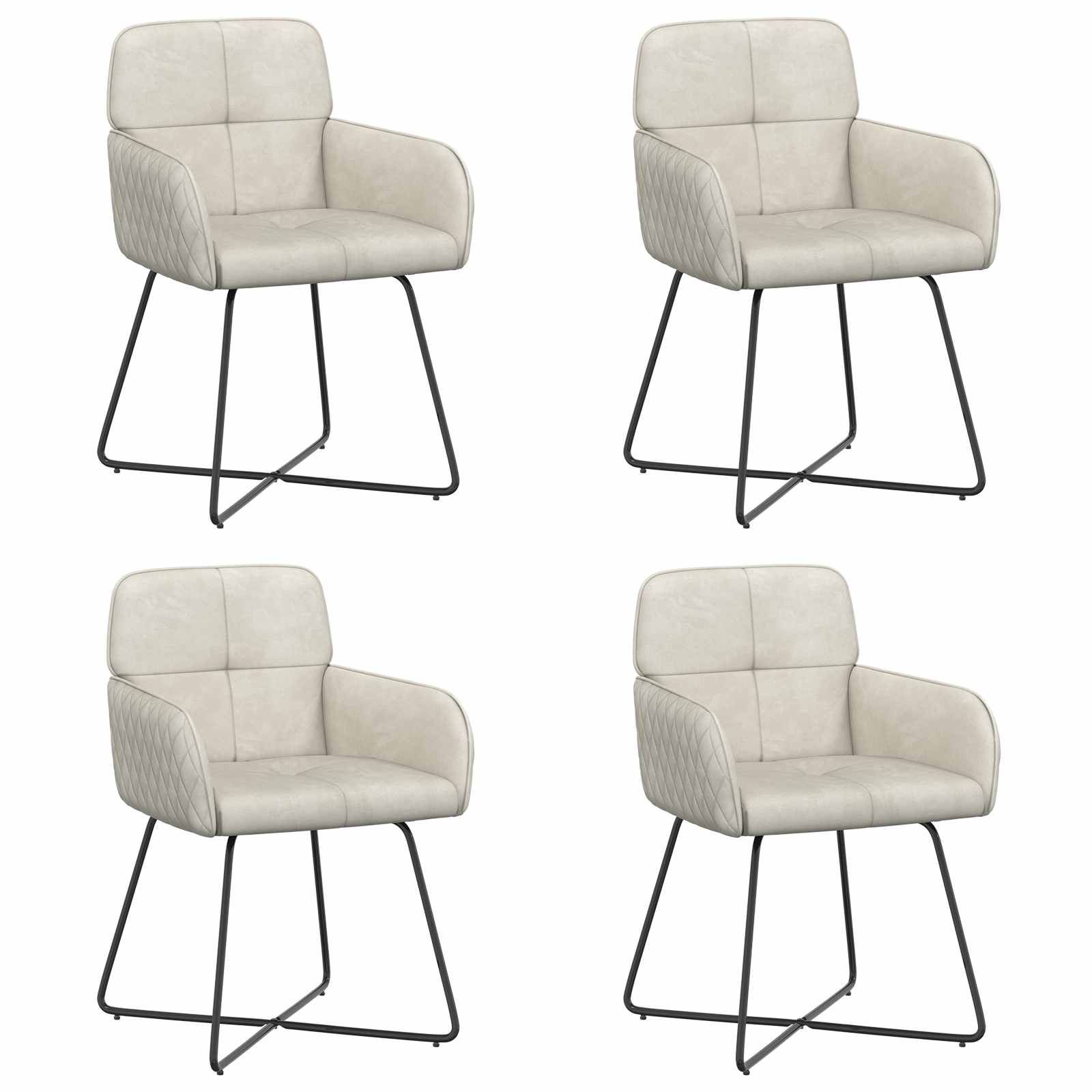 Valgomojo kėdės 4 pcs Aksomas Kreminė 59 x 56,5 x 86 cm