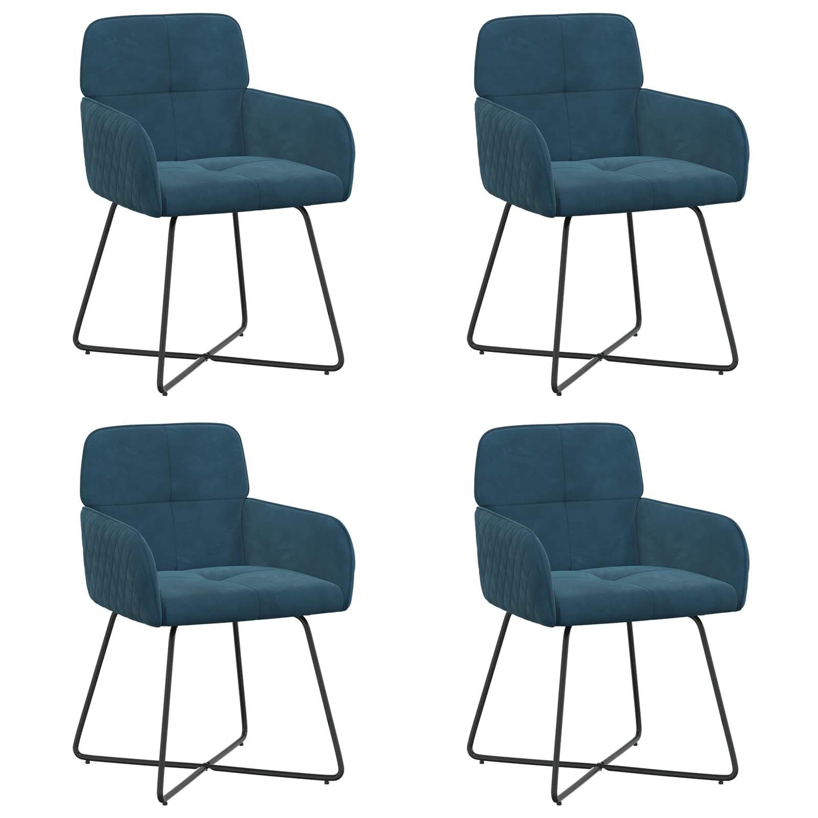 Valgomojo kėdės 4 pcs Aksomas Mėlyna 59 x 56,5 x 86 cm
