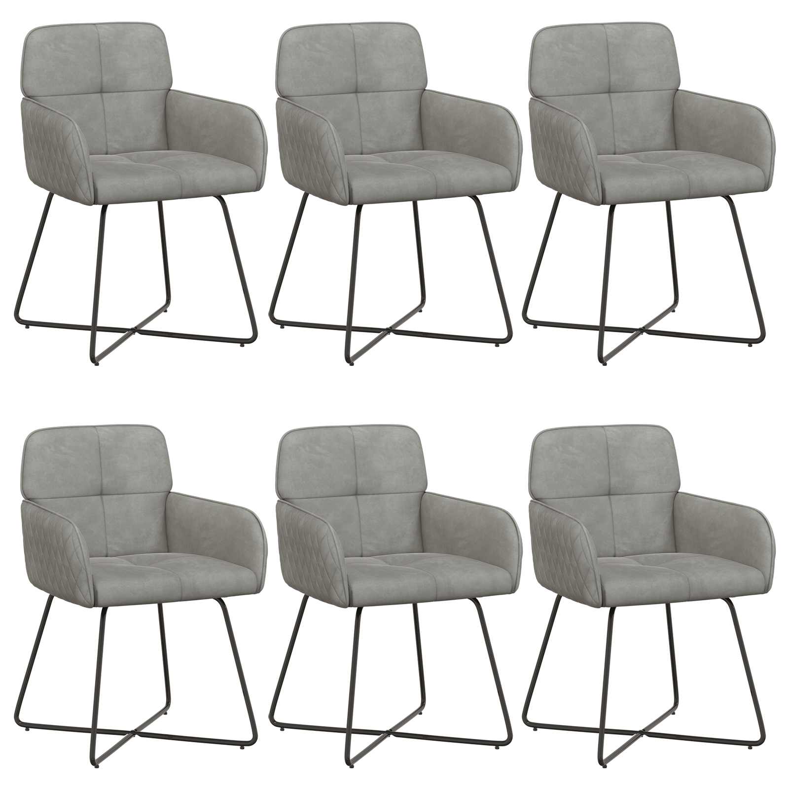 Valgomojo kėdės 6 pcs Aksomas Šviesiai pilka 59 x 56,5 x 86 cm