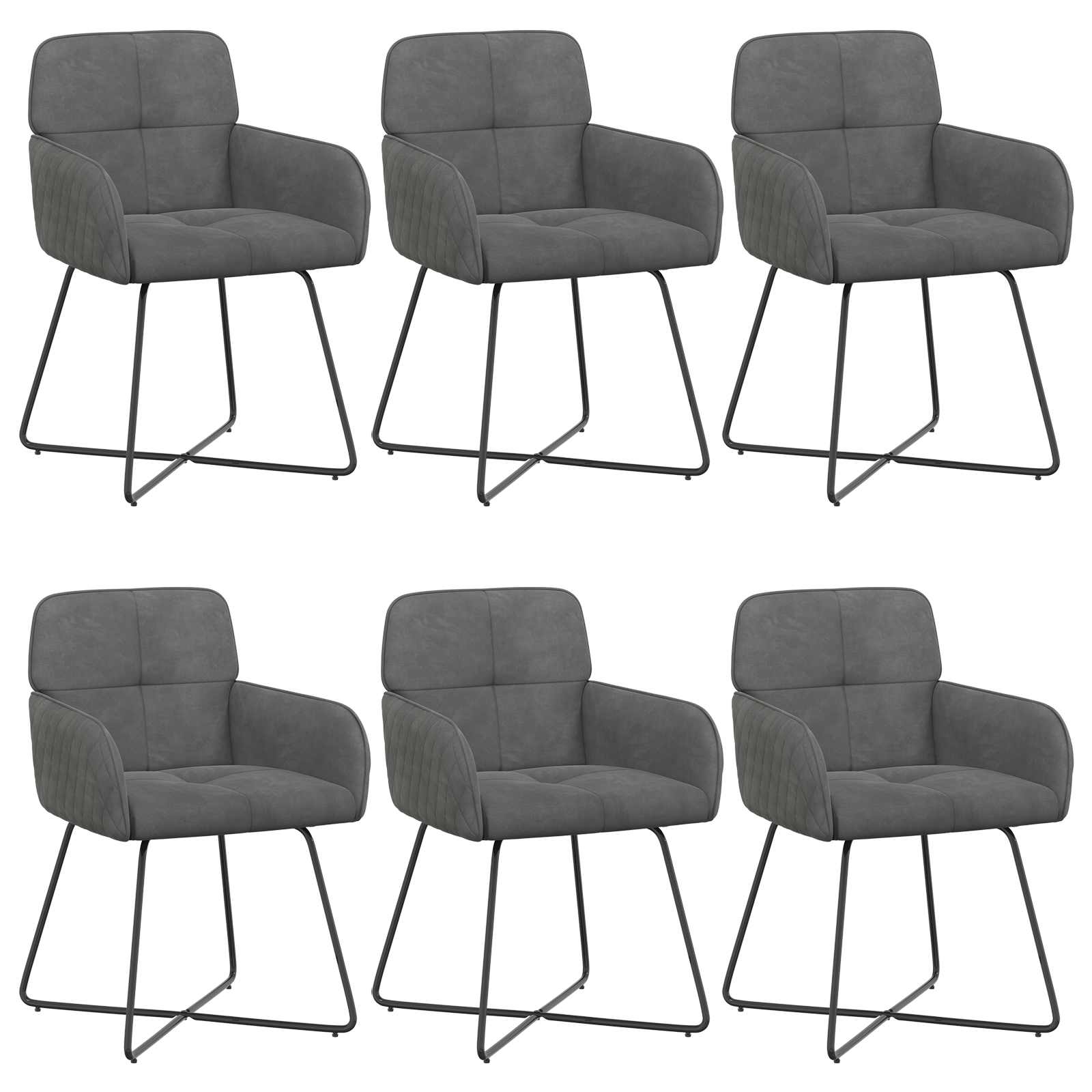 Valgomojo kėdės 6 pcs Aksomas Tamsiai pilka 59 x 56,5 x 86 cm