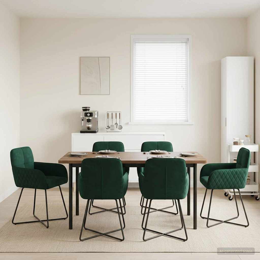Valgomojo kėdės 6 pcs Aksomas Tamsiai žalia 59 x 56,5 x 86 cm