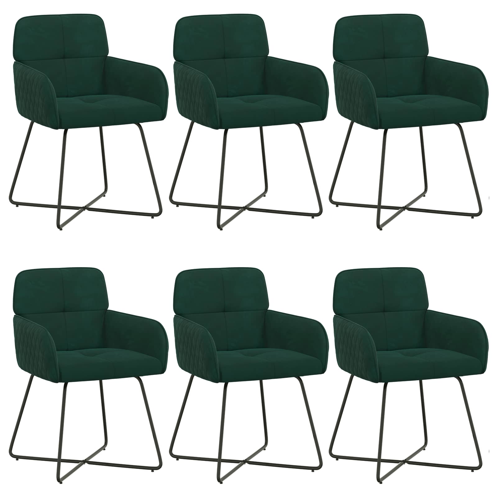 Valgomojo kėdės 6 pcs Aksomas Tamsiai žalia 59 x 56,5 x 86 cm
