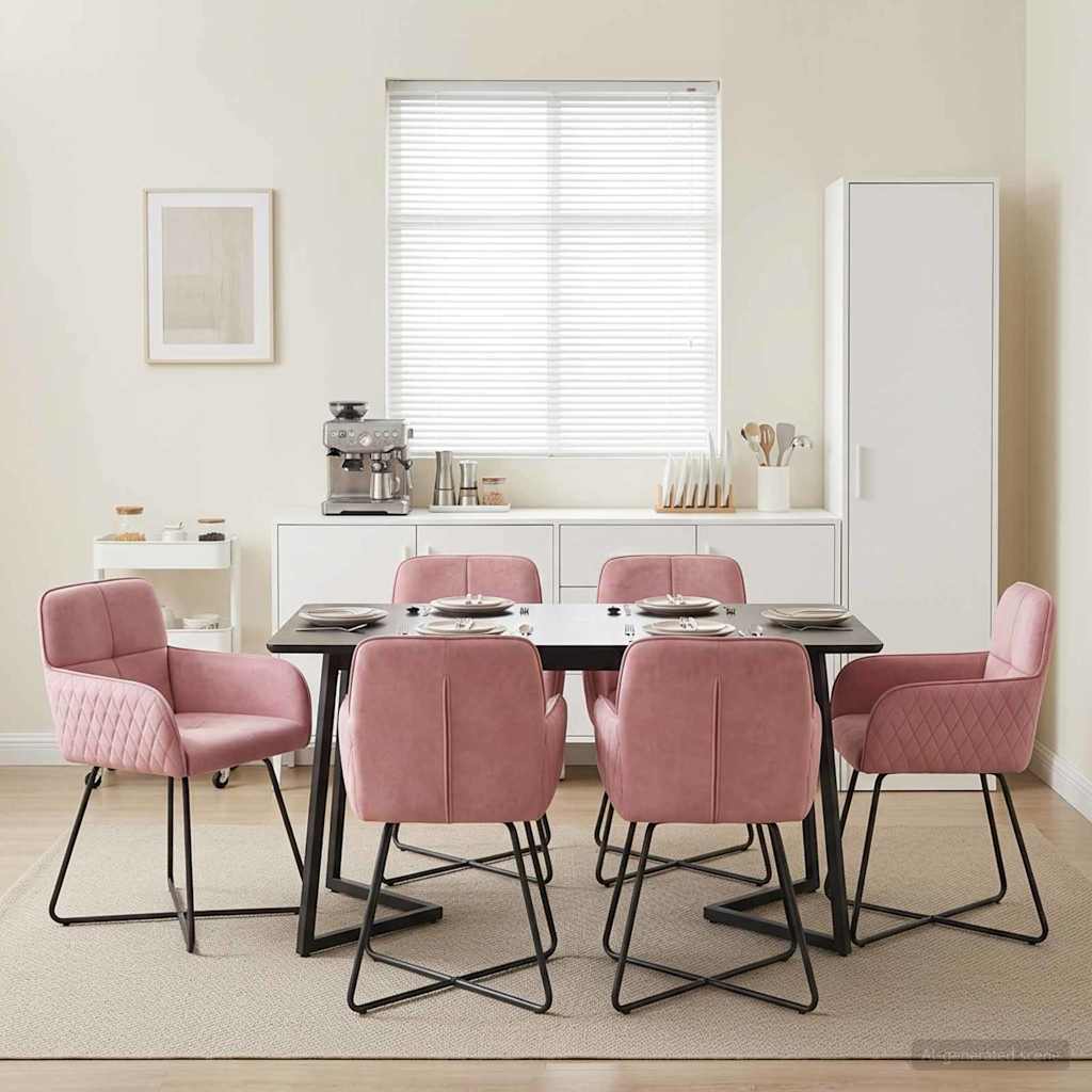 Valgomojo kėdės 6 pcs Aksomas Rožinė 59 x 56,5 x 86 cm