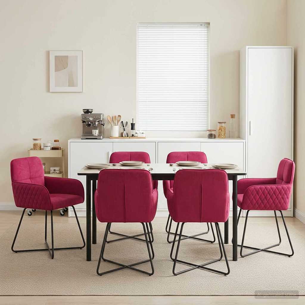Valgomojo kėdės 6 pcs Aksomas Vyno raudona 59 x 56,5 x 86 cm