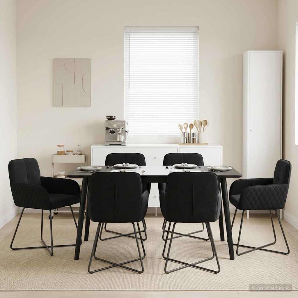 Valgomojo kėdės 6 pcs Aksomas Juoda 59 x 56,5 x 86 cm