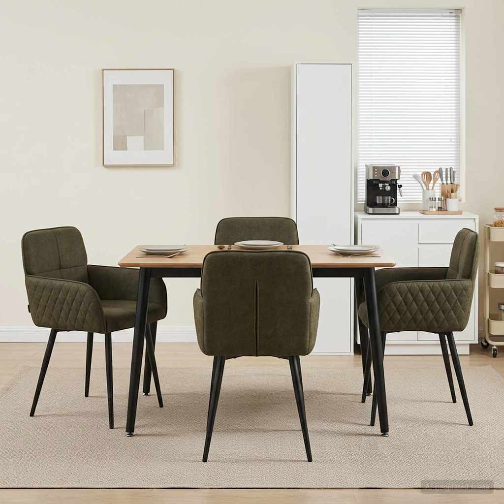 Valgomojo kėdės 4 pcs Dirbtinė suedė oda Armijos Žalia