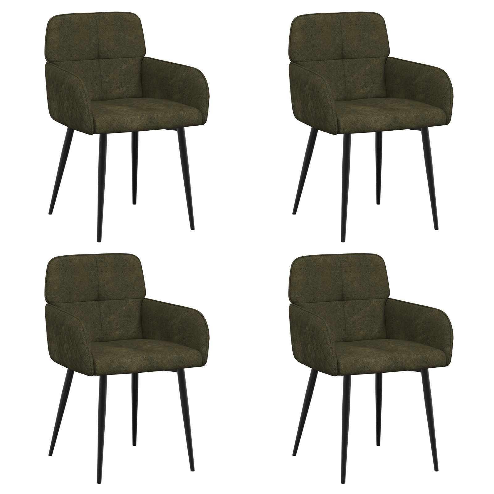 Valgomojo kėdės 4 pcs Dirbtinė suedė oda Armijos Žalia