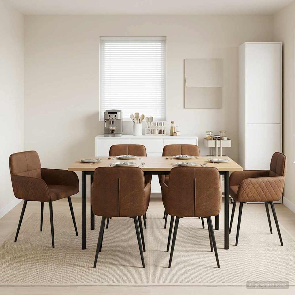 Valgomojo kėdės 6 pcs Dirbtinė suedė oda Ruda 59 x 56,5 x 85 cm